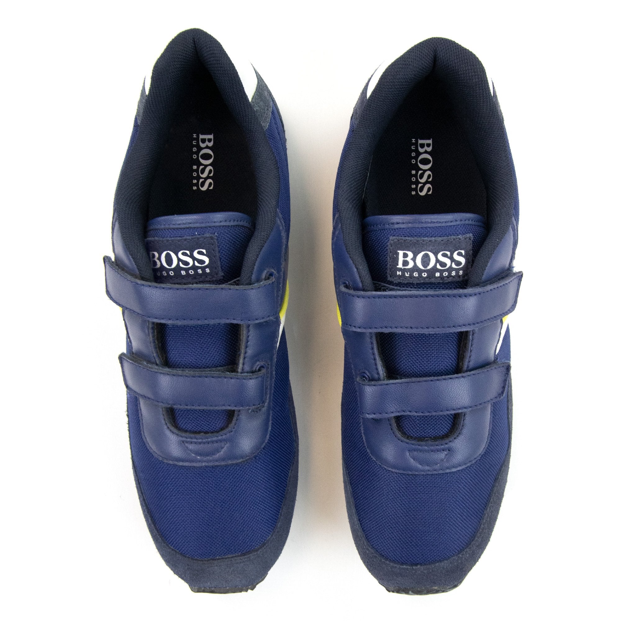 Hugo Boss Kids Double Velcro Strap Fastening Leather Trainer Blue