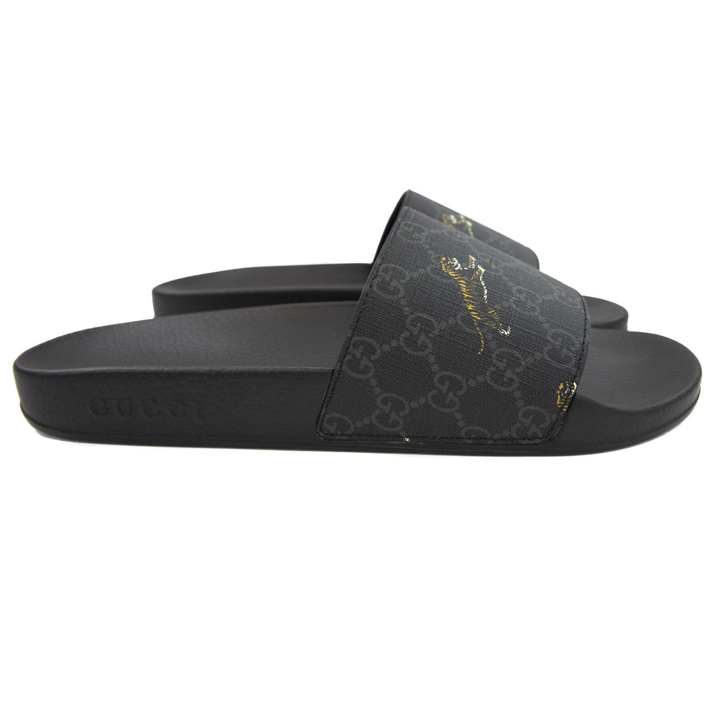 Gucci Gg Supreme Tigers Slide Sandal Black 1084