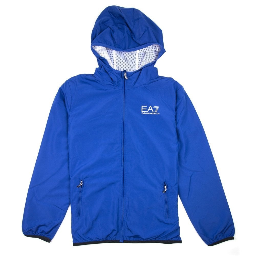 Ea7 Junior Logo Hoodied Bomber Jacket Mazarine Blue