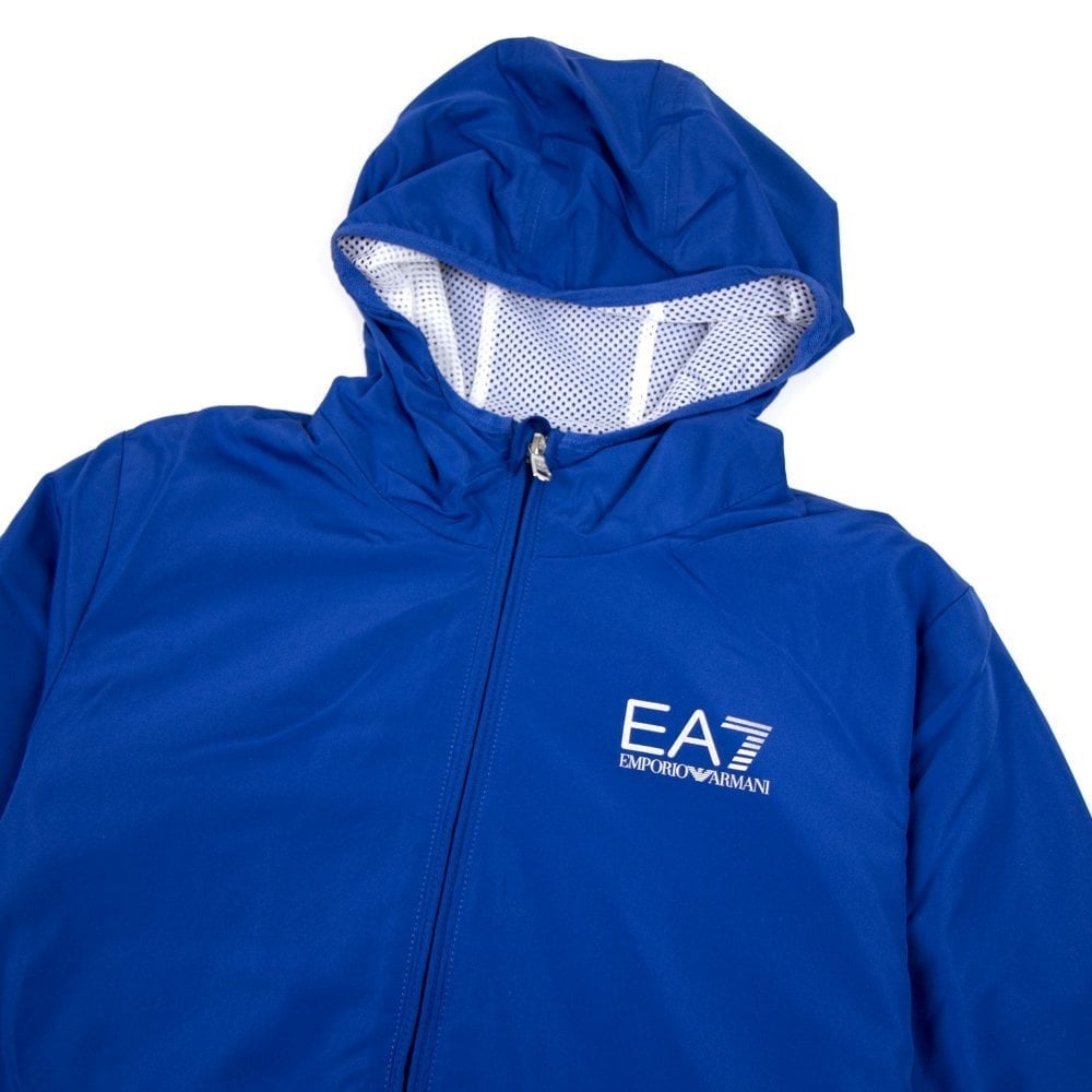 Ea7 Junior Logo Hoodied Bomber Jacket Mazarine Blue