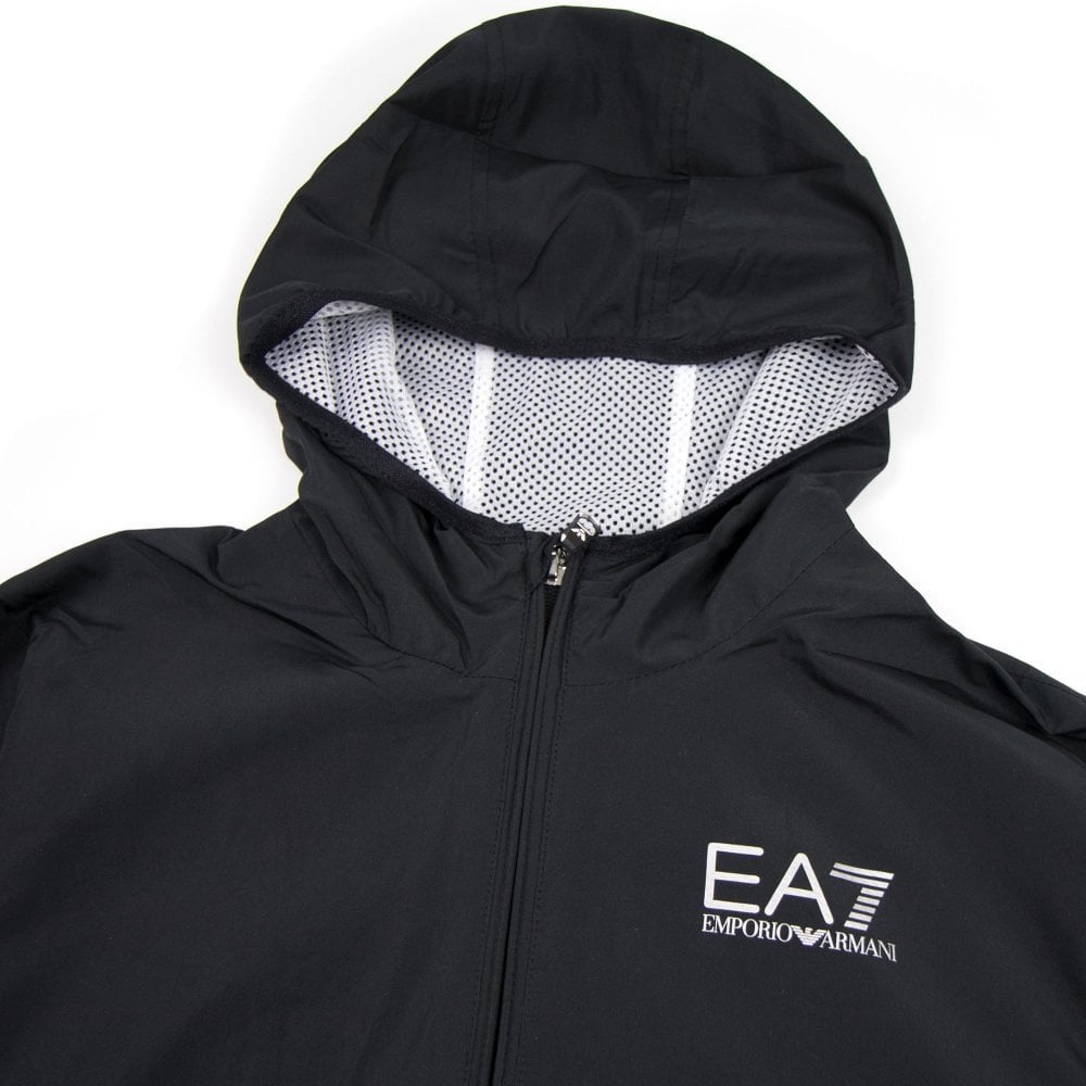 Ea7 Junior Logo Hoodied Bomber Jacket Black
