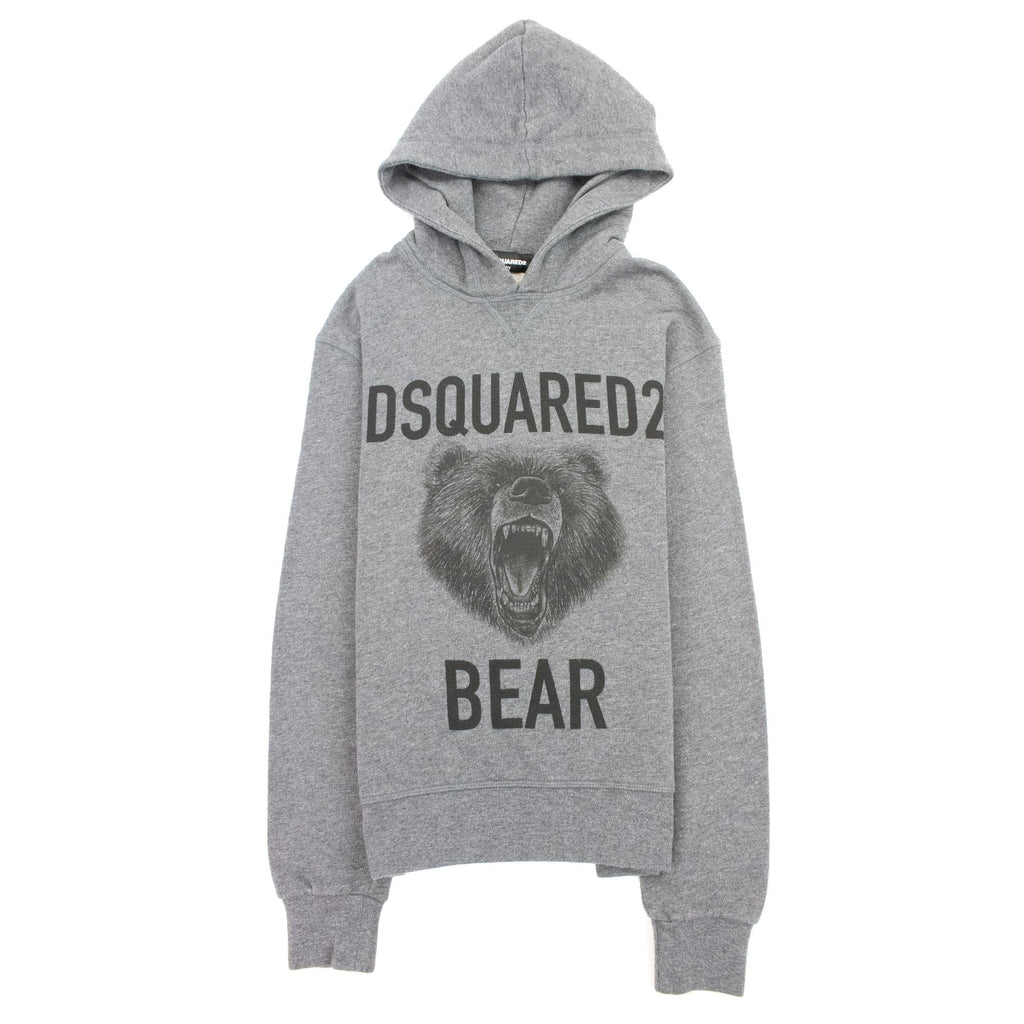 Dsqaured2 Kids Bear Printed Hoodied Sweatshirt Dark Grey