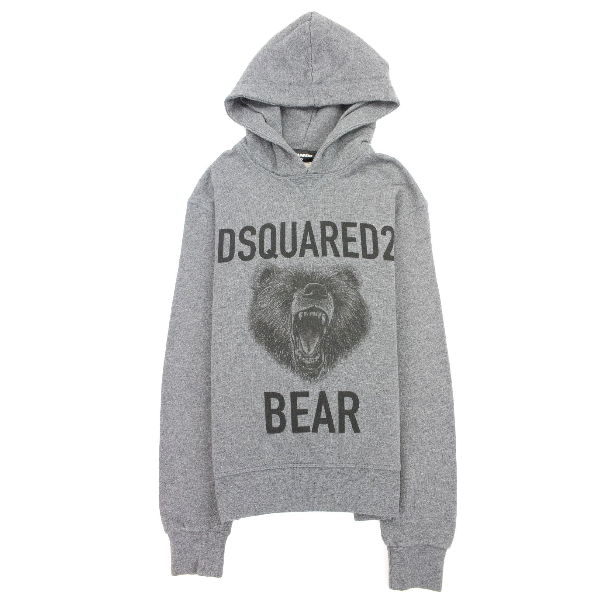 Dsqaured2 Kids Bear Printed Hoodied Sweatshirt Dark Grey