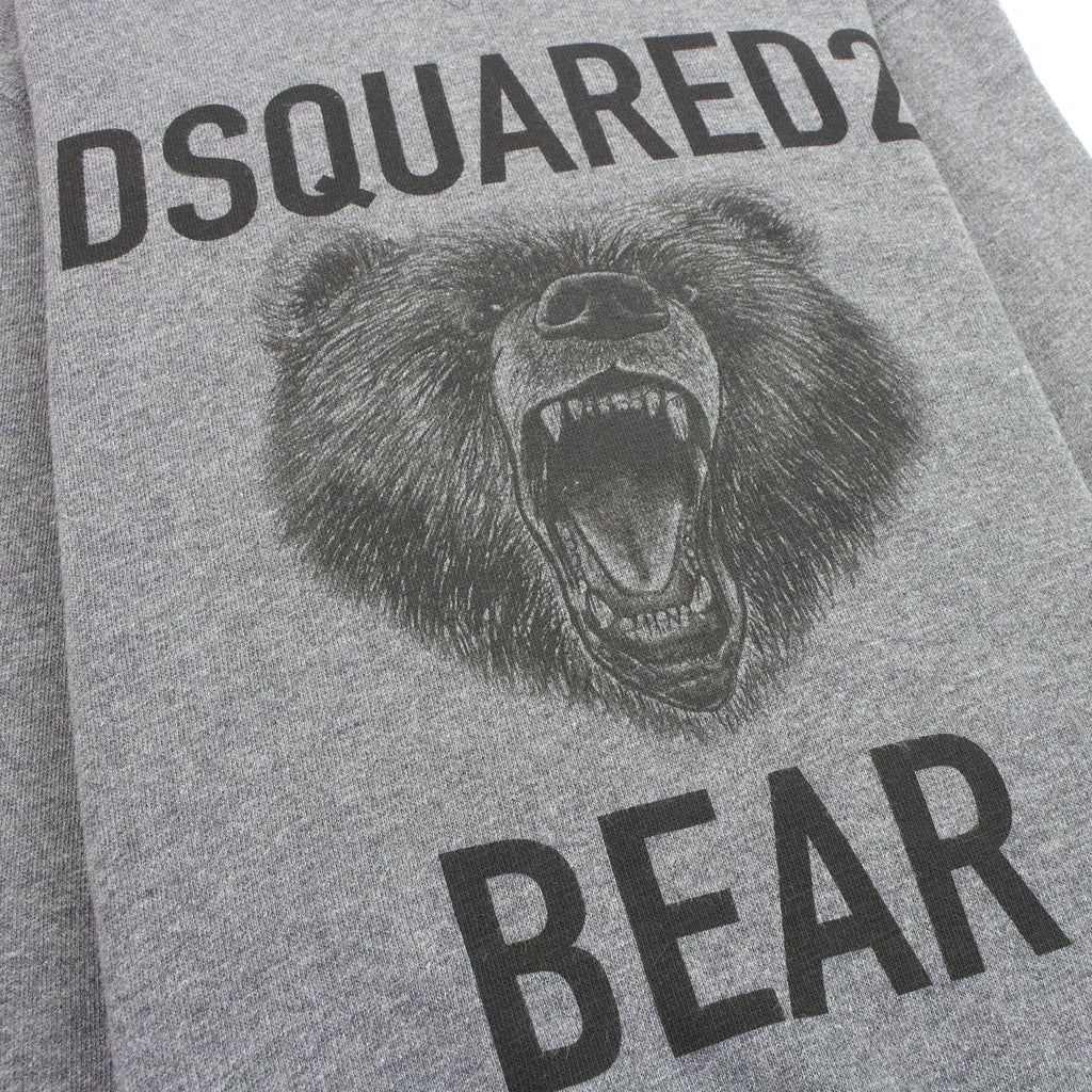 Dsqaured2 Kids Bear Printed Hoodied Sweatshirt Dark Grey