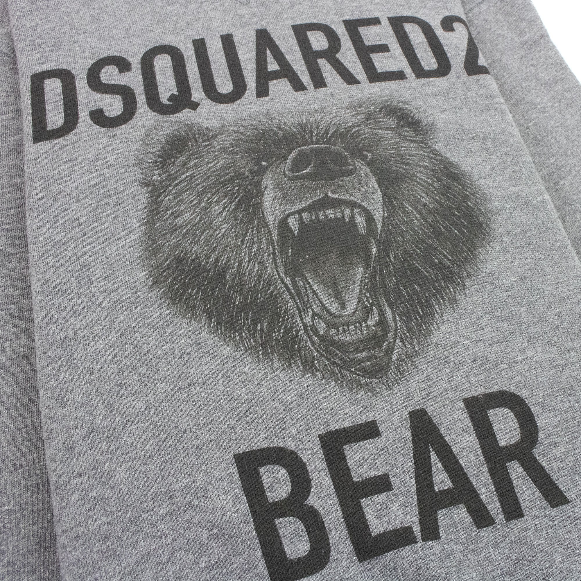 Dsqaured2 Kids Bear Printed Hoodied Sweatshirt Dark Grey
