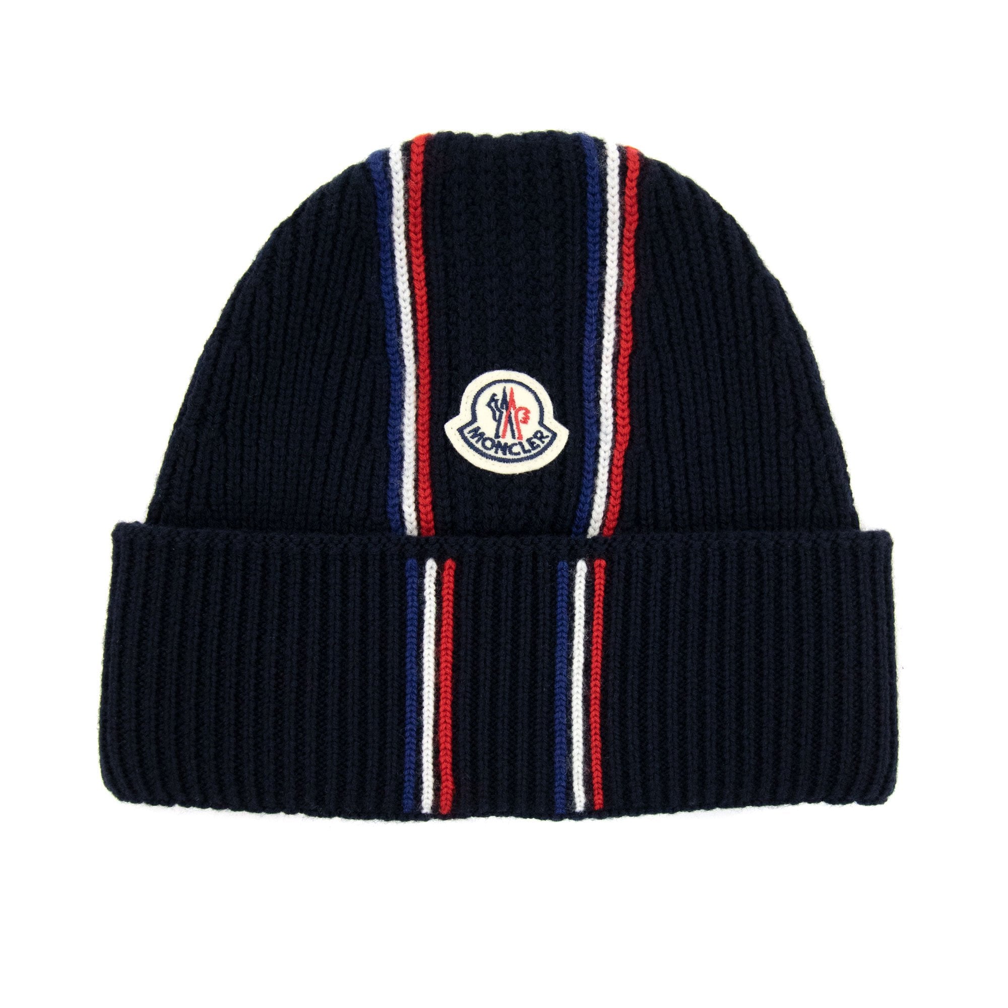 Moncler Berretto Tricot Tricolor Wool Beani Navy 742