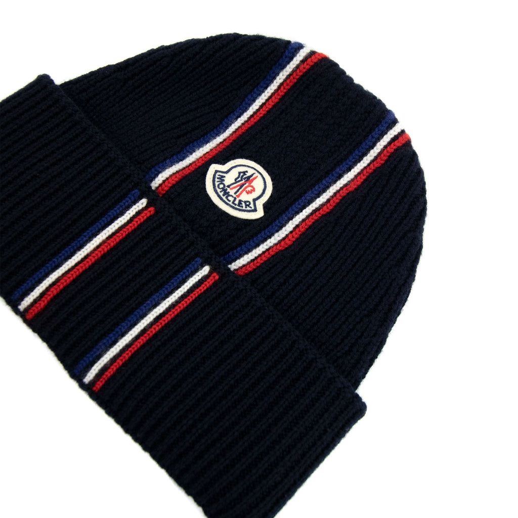 Moncler Berretto Tricot Tricolor Wool Beani Navy 742