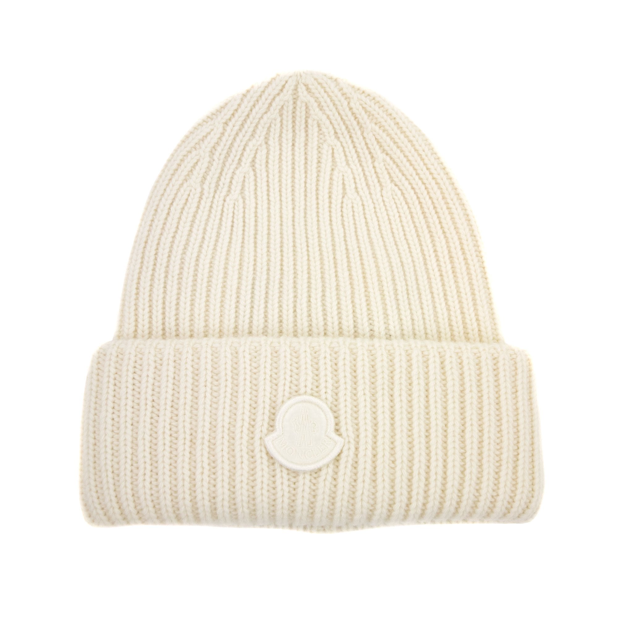 Moncler Berretto Tricot Wool Knitted Beanie Off White 035