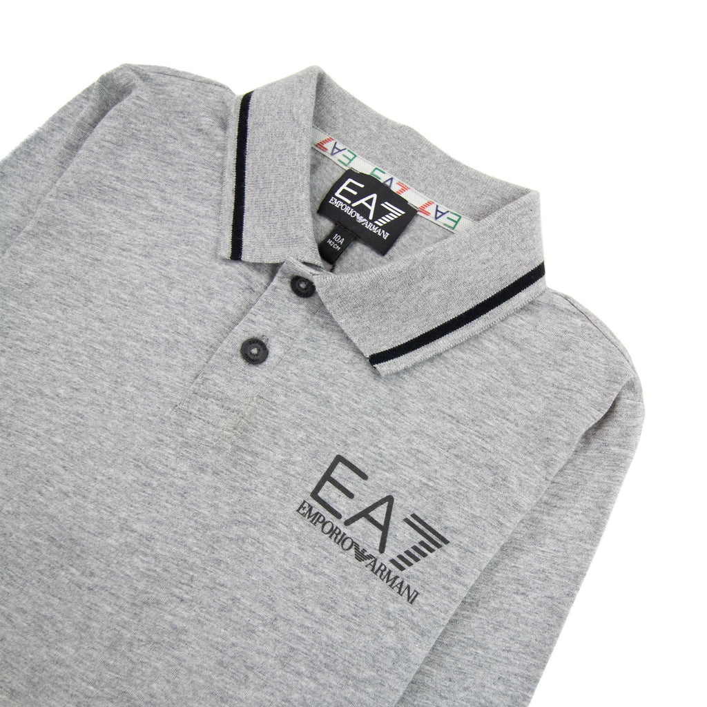 Ea7 Junior Rubber Logo L/s Polo Grey