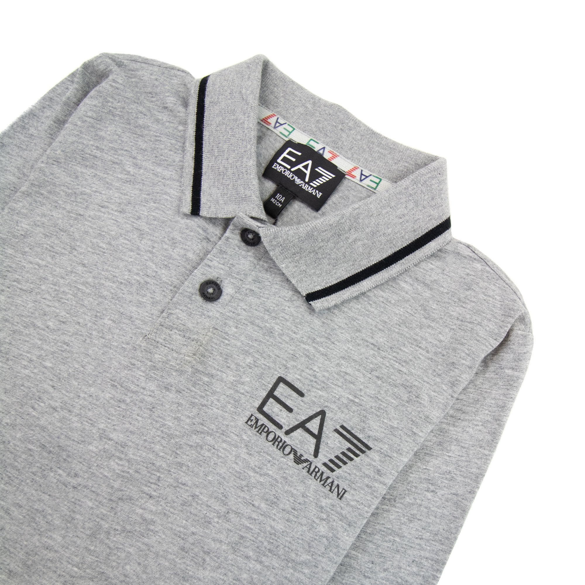 Ea7 Junior Rubber Logo L/s Polo Grey