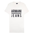 Armani Jeans Embossed Logo Crew T Shirt White