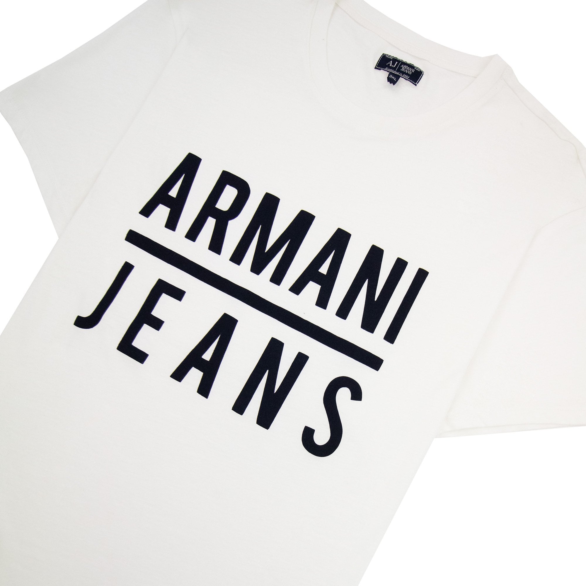 Armani Jeans Embossed Logo Crew T Shirt White