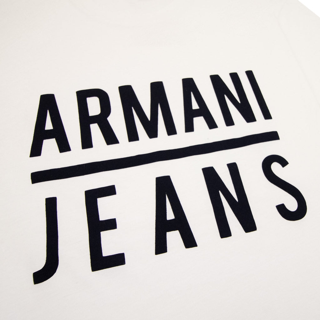 Armani Jeans Embossed Logo Crew T Shirt White