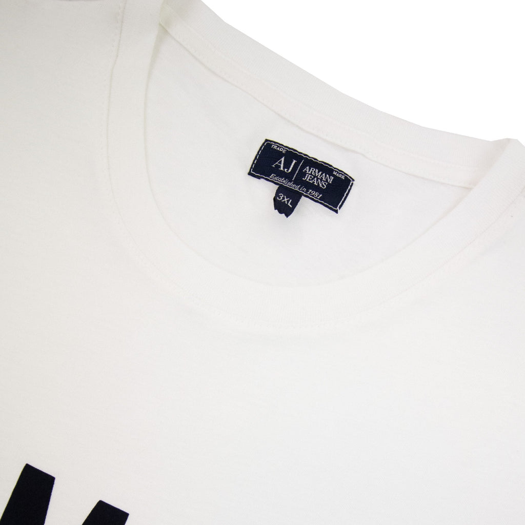 Armani Jeans Embossed Logo Crew T Shirt White