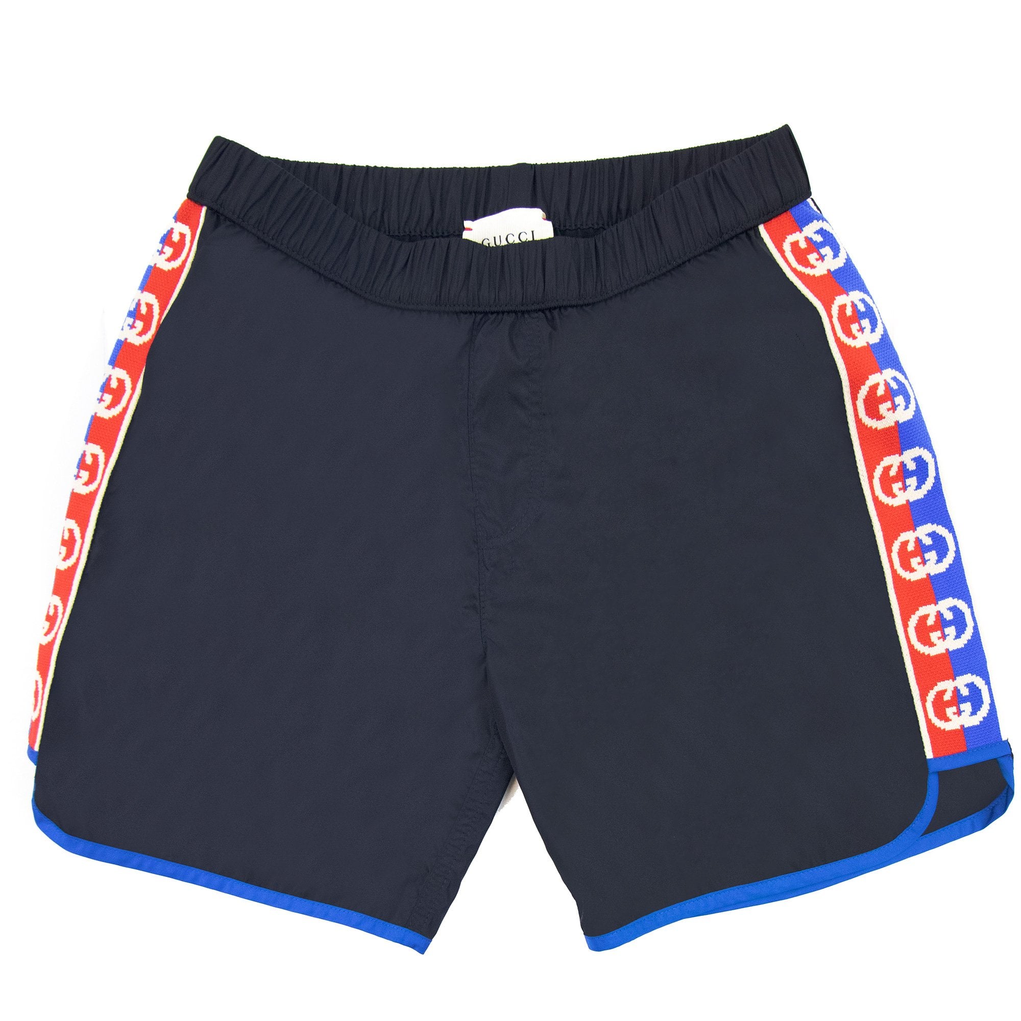 Gucci Junior Gg Web Trim Swim Shorts Navy 4215