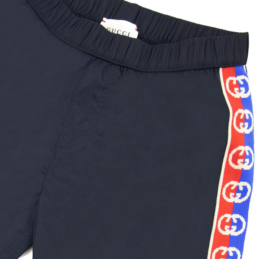 Gucci Junior Gg Web Trim Swim Shorts Navy 4215