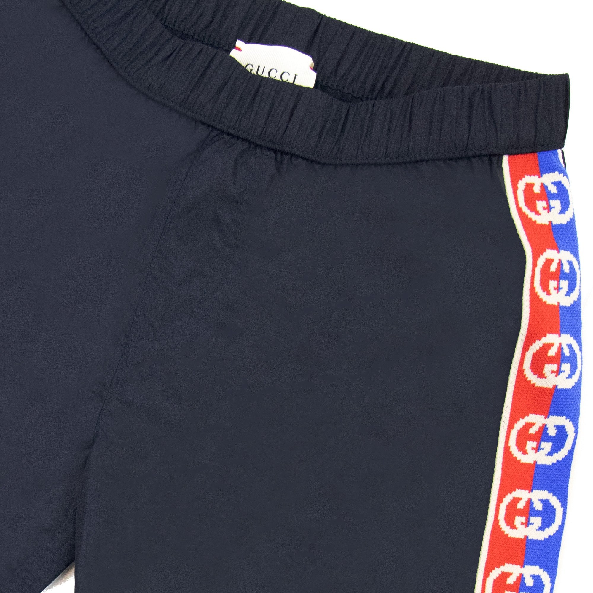 Gucci Junior Gg Web Trim Swim Shorts Navy 4215