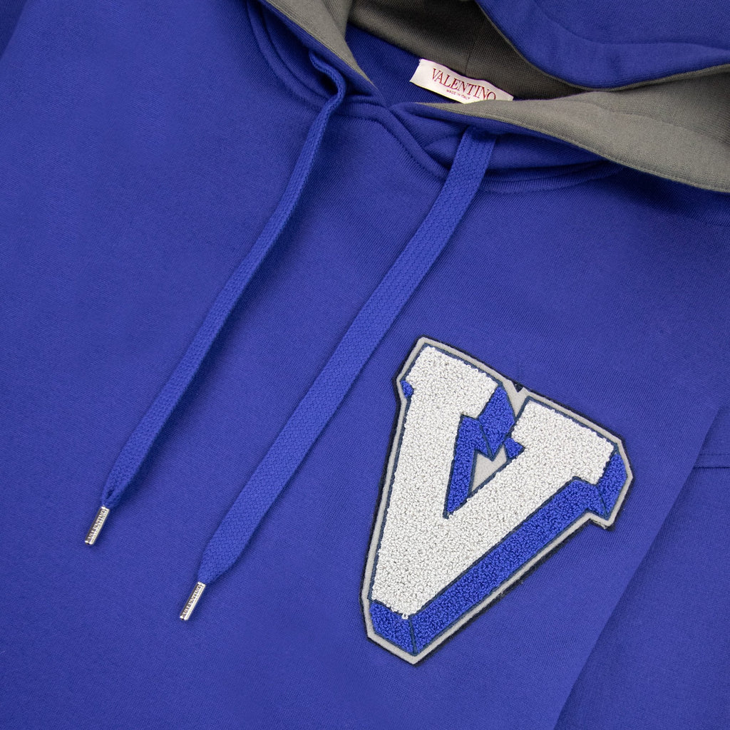 Valentino V_3d Patch Hoodied Sweatshirt Elec Blue Ak8