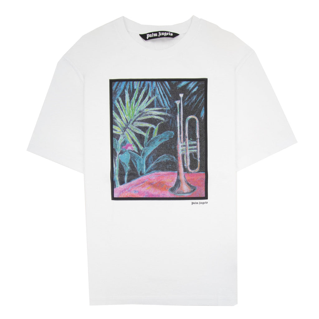 Palm Angels Oil On Canvas Regular Fit T Shirt White Multi
