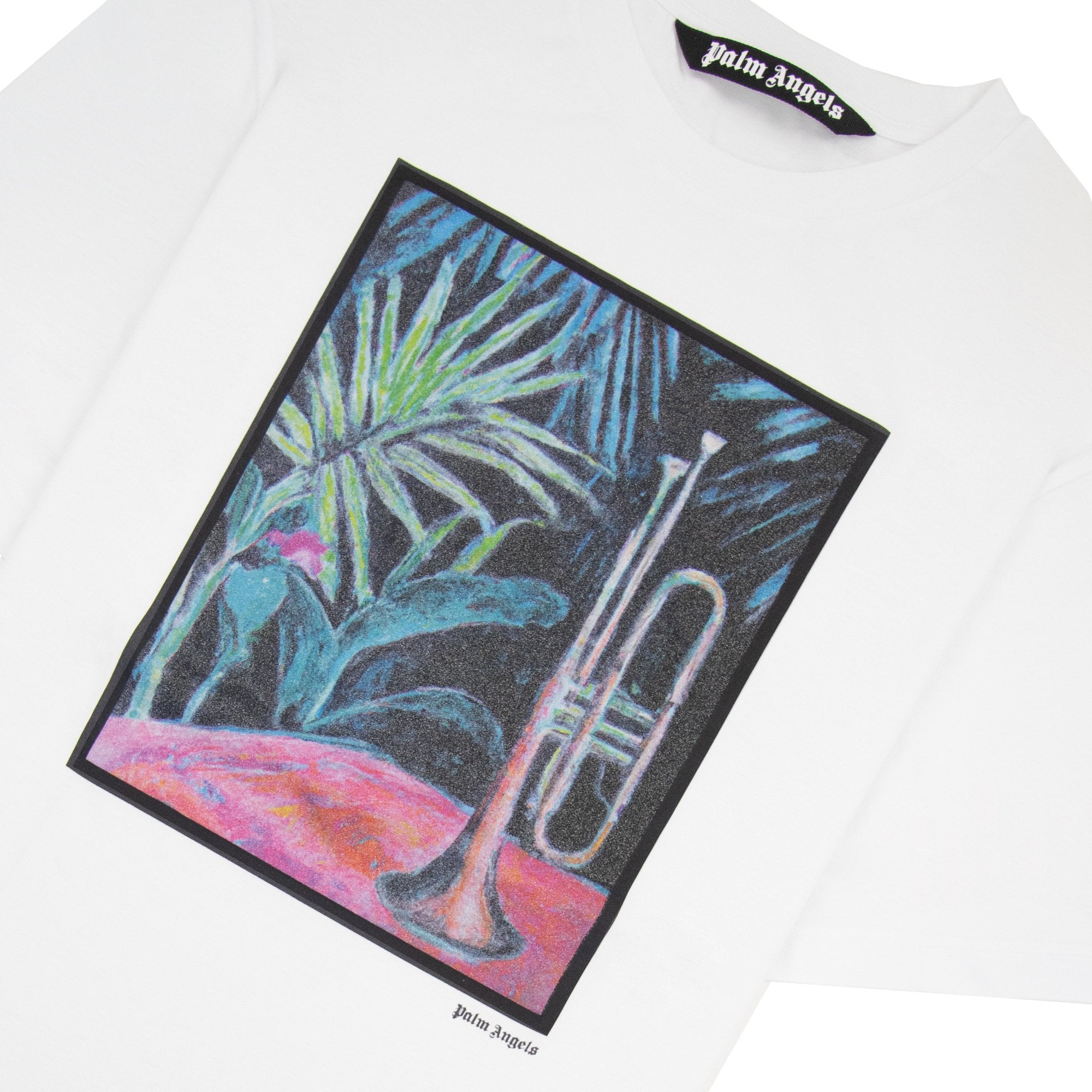 Palm Angels Oil On Canvas Regular Fit T Shirt White Multi