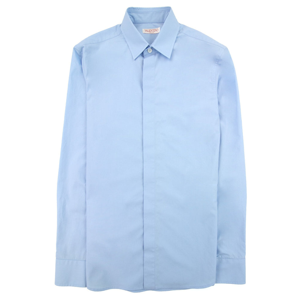 Valentino Dropped Shoulder Curved Hem Shirt Blue C43