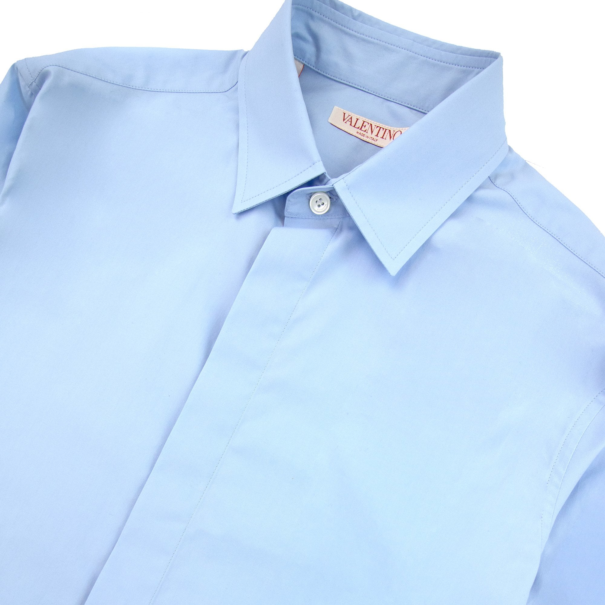 Valentino Dropped Shoulder Curved Hem Shirt Blue C43