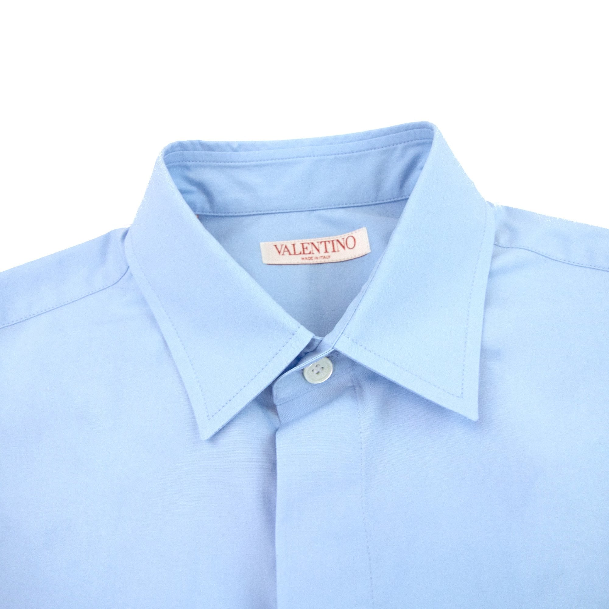 Valentino Dropped Shoulder Curved Hem Shirt Blue C43