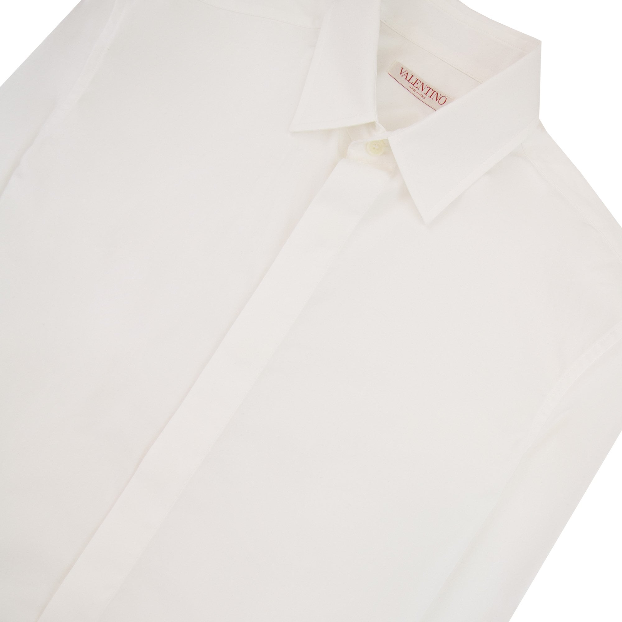 Valentino Dropped Shoulder Curved Hem Shirt White 001