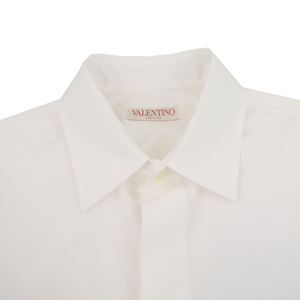 Valentino Dropped Shoulder Curved Hem Shirt White 001