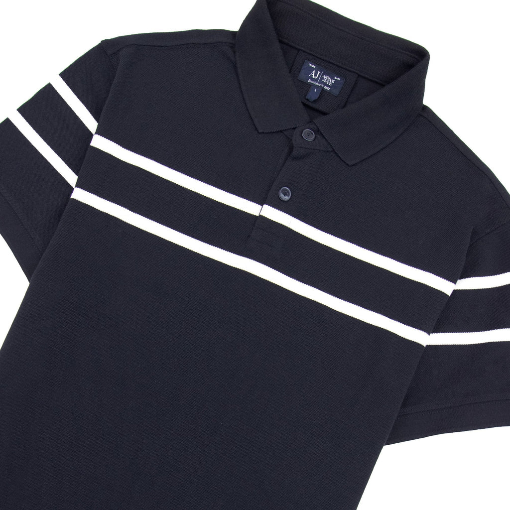 Armani Jeans Round Stripe S/s Polo Dark Navy