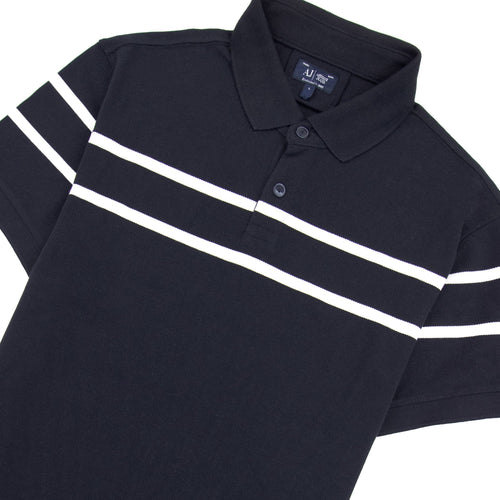 Armani Jeans Round Stripe S/s Polo Dark Navy