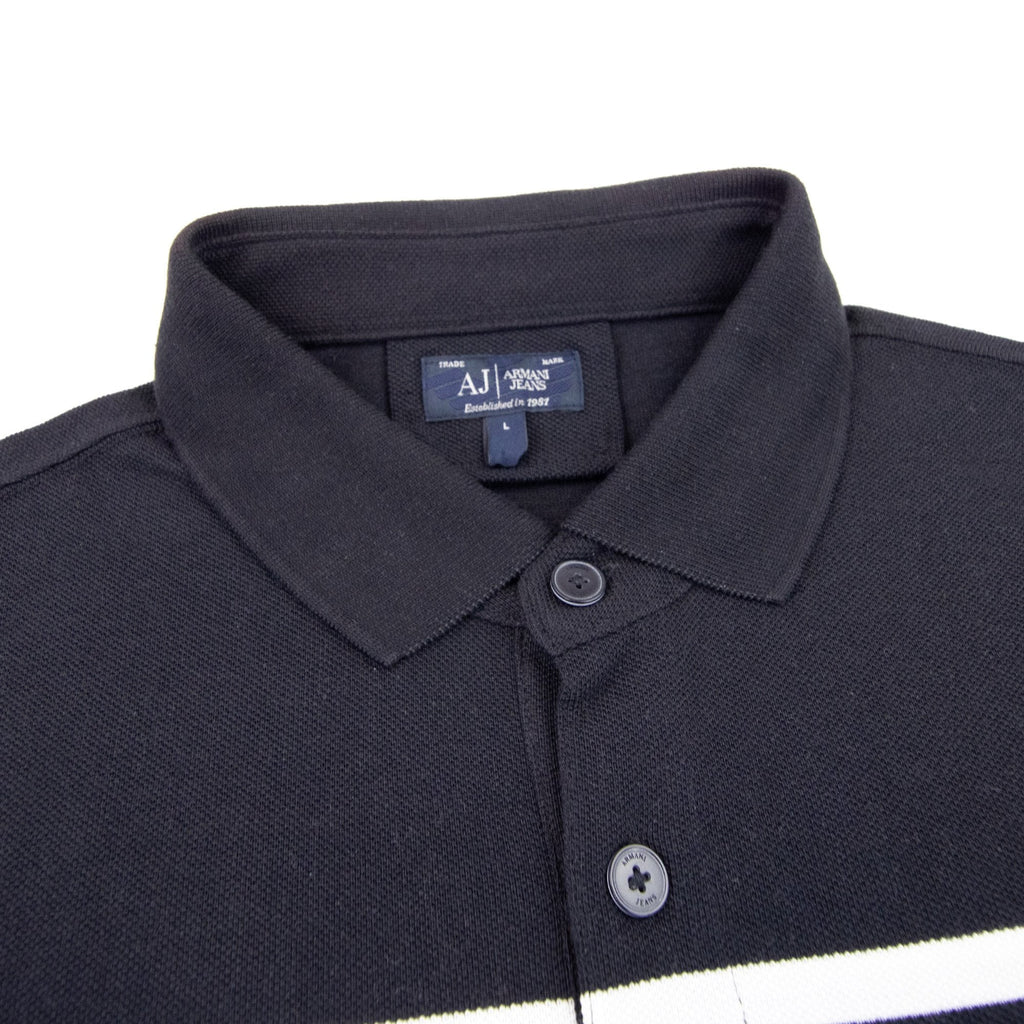 Armani Jeans Round Stripe S/s Polo Dark Navy