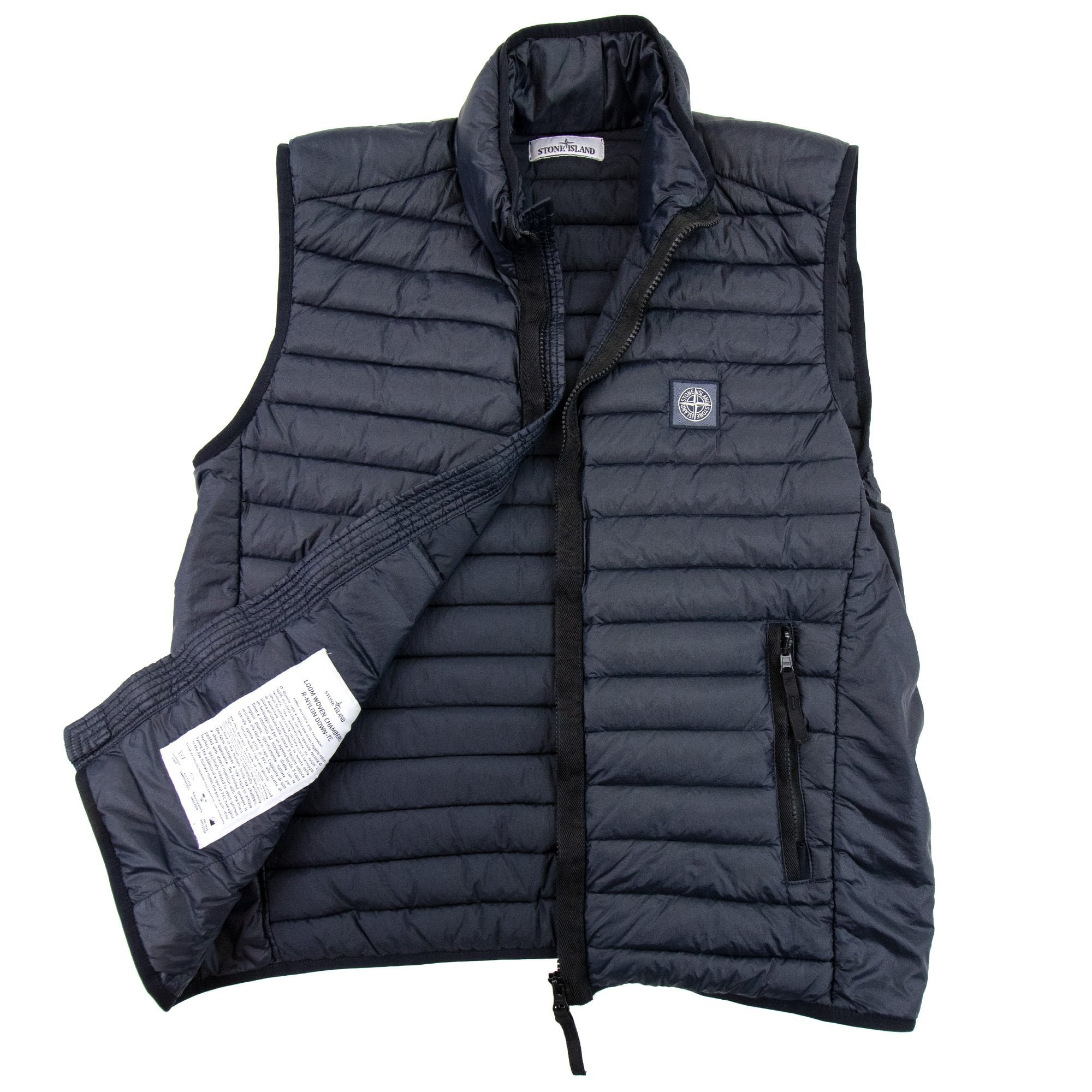 Stone Island Q0224 Loom Woven Chambers Down Gilet Navy V0020