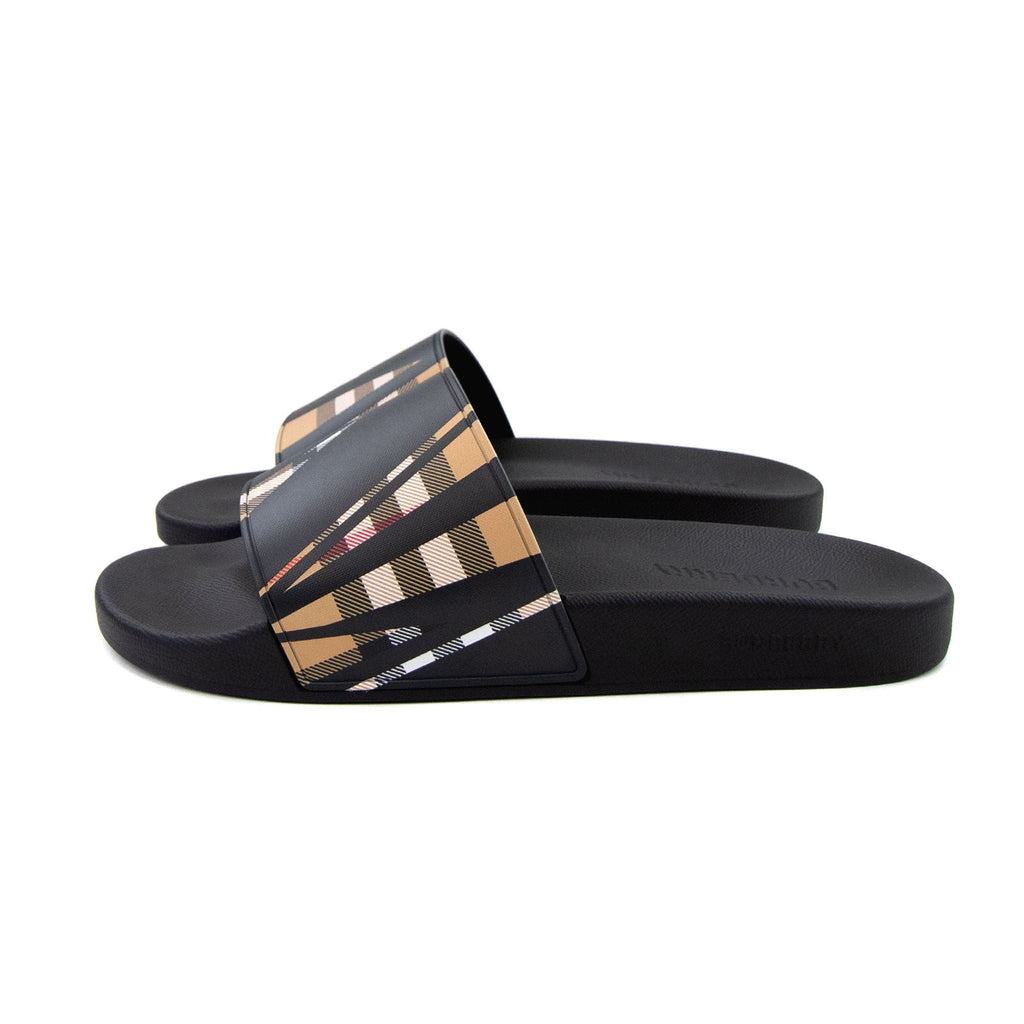 Burberry Vintage Check Sliced Print Sliders Black Check