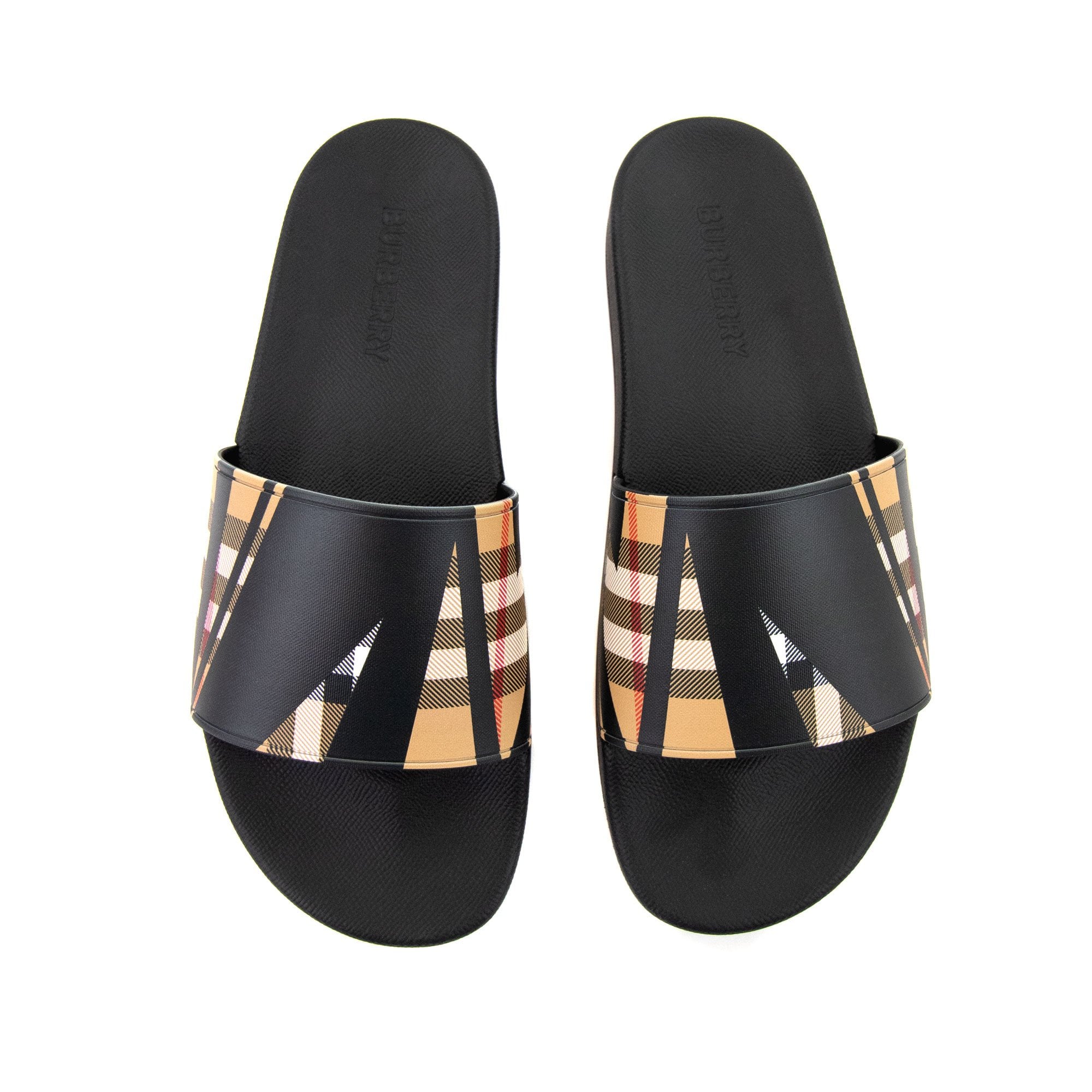 Burberry Vintage Check Sliced Print Sliders Black Check