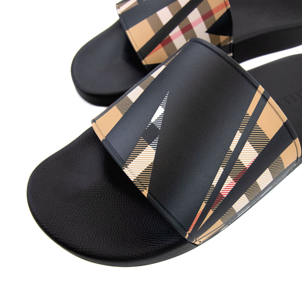 Burberry Vintage Check Sliced Print Sliders Black Check