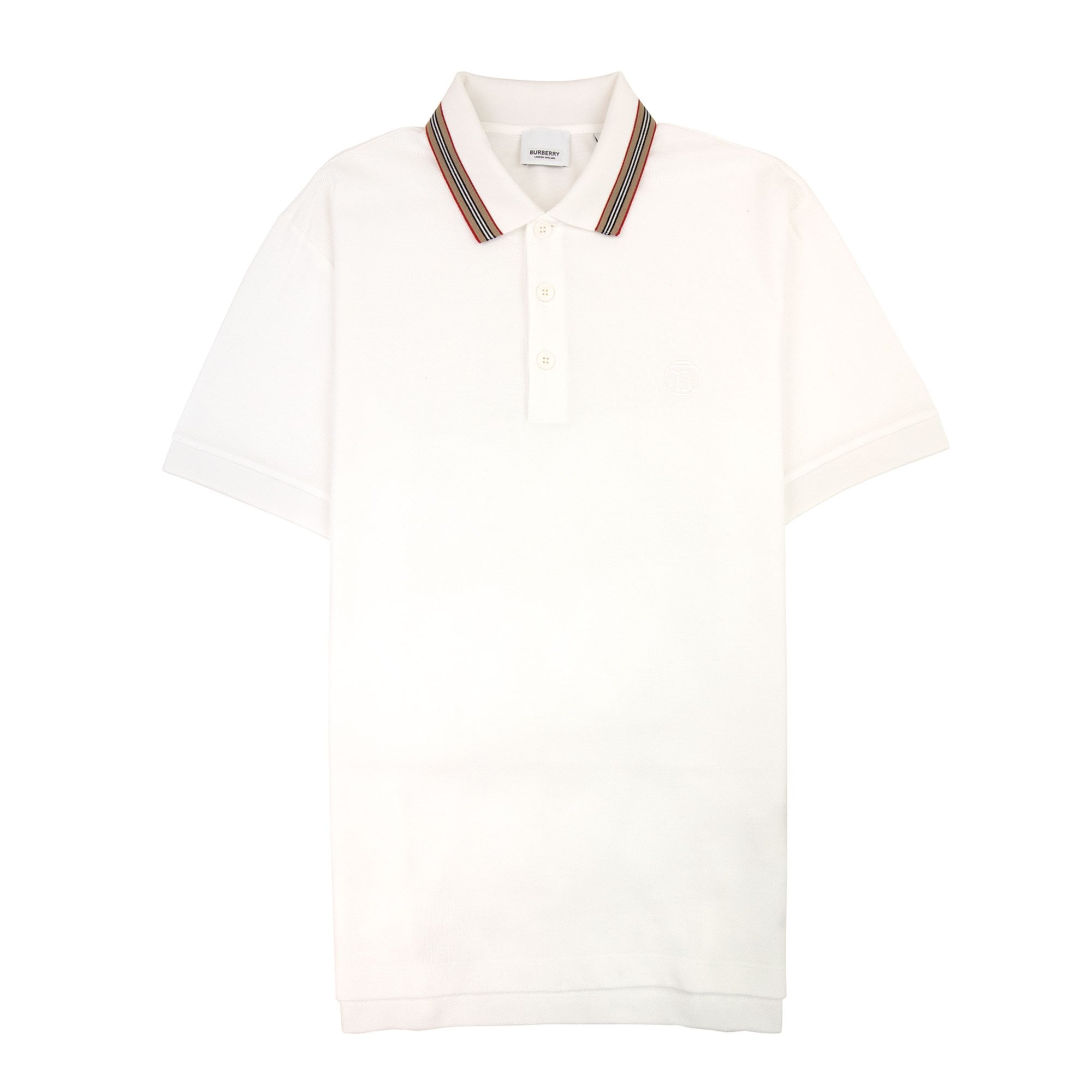 Burberry Icon Stripe Collar Polo White