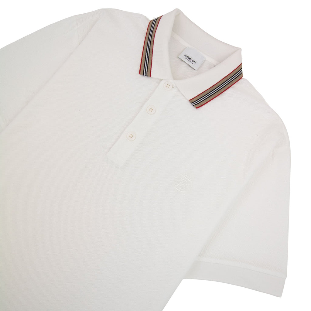 Burberry Icon Stripe Collar Polo White
