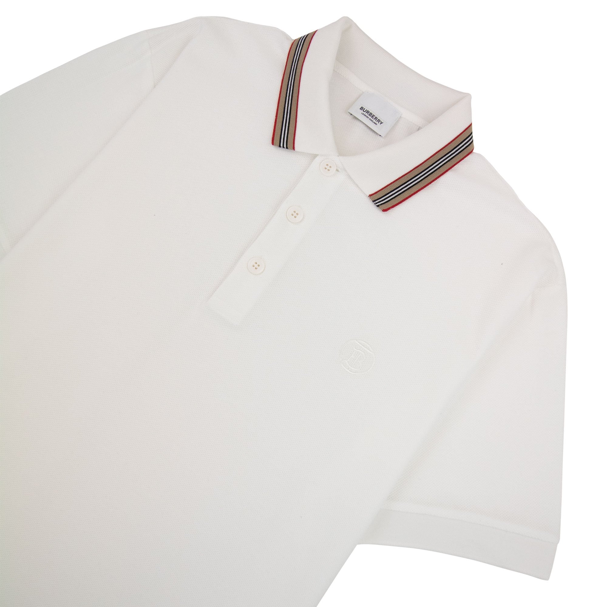 Burberry Icon Stripe Collar Polo White