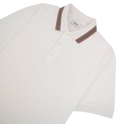 Burberry Icon Stripe Collar Polo White