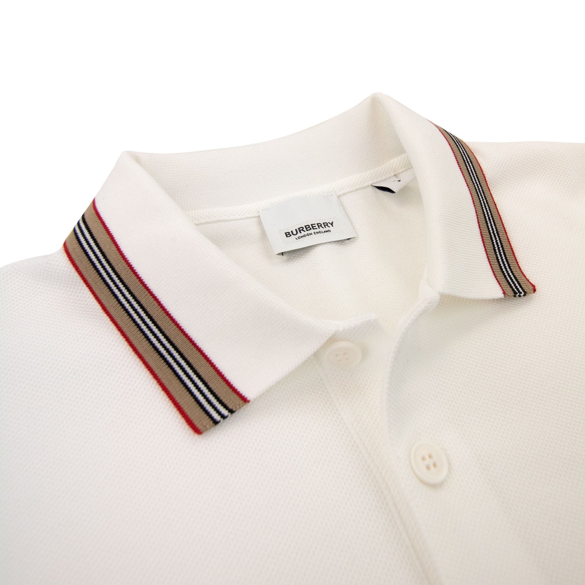 Burberry Icon Stripe Collar Polo White