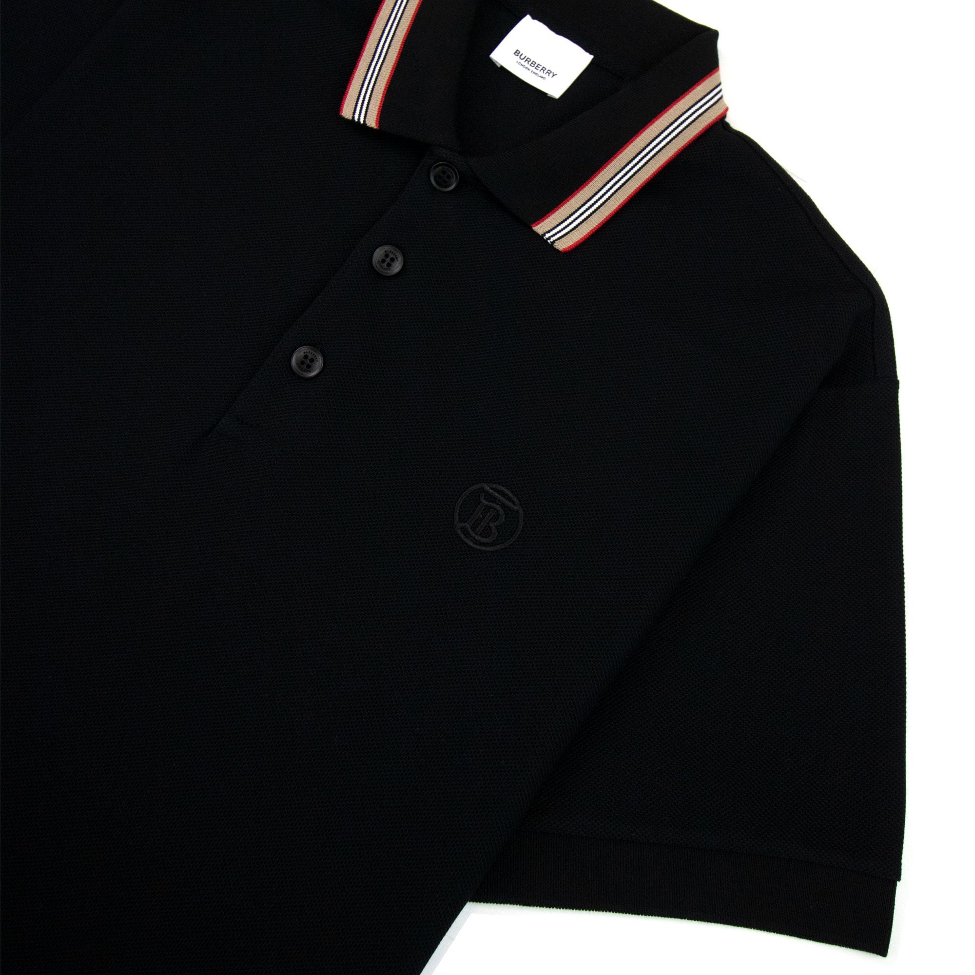 Burberry Icon Stripe Collar Polo Black
