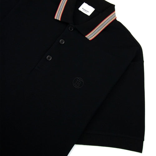 Burberry Icon Stripe Collar Polo Black
