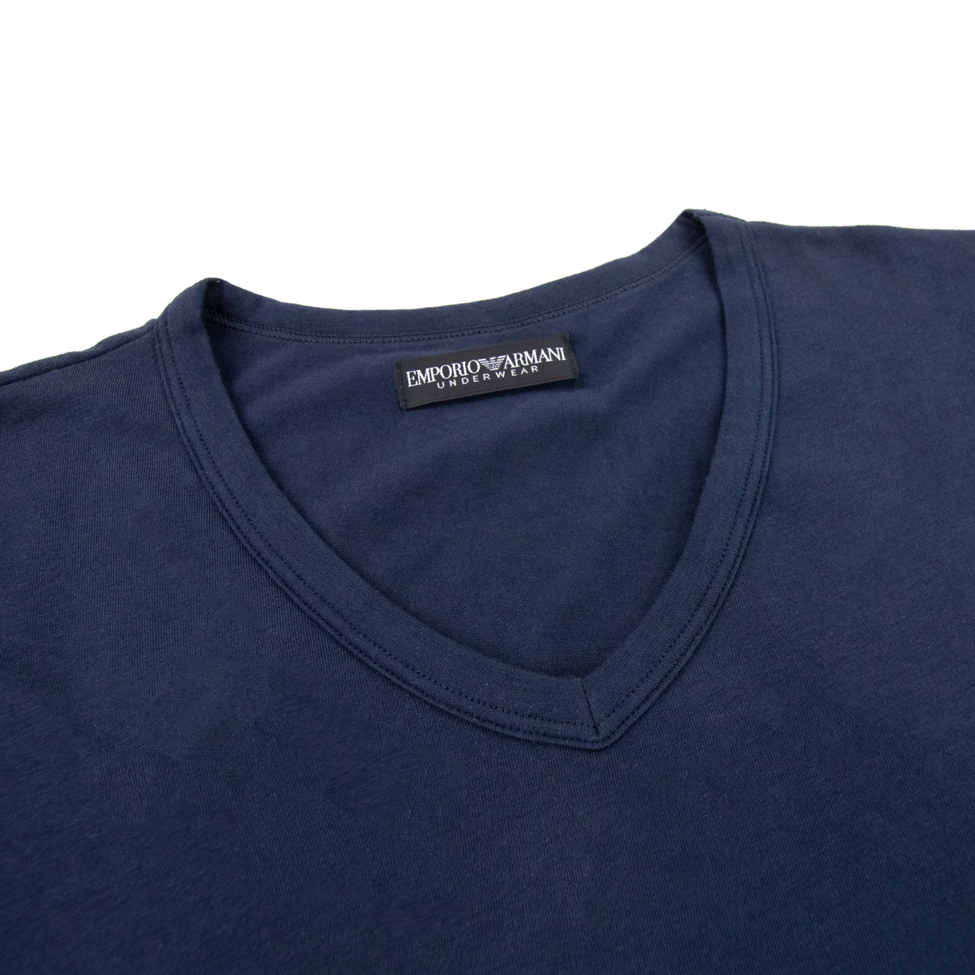 Emporio Armani Logo V Neck T Shirt Navy