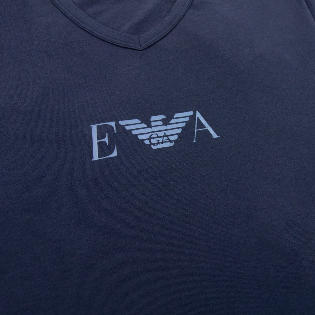 Emporio Armani Logo V Neck T Shirt Navy