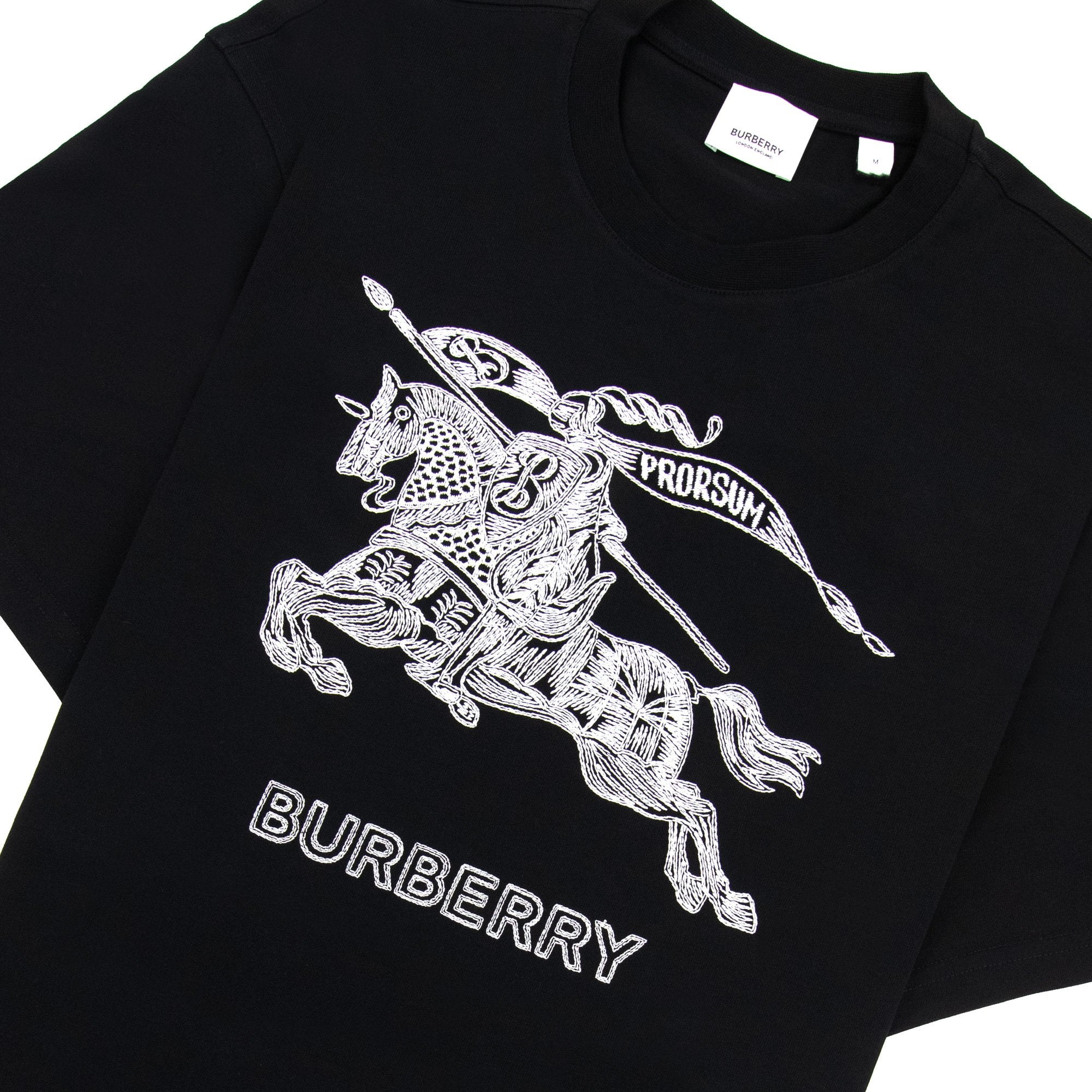 Burberry Dezi Logo-embroidered Cotton-jersey T-shirt Black