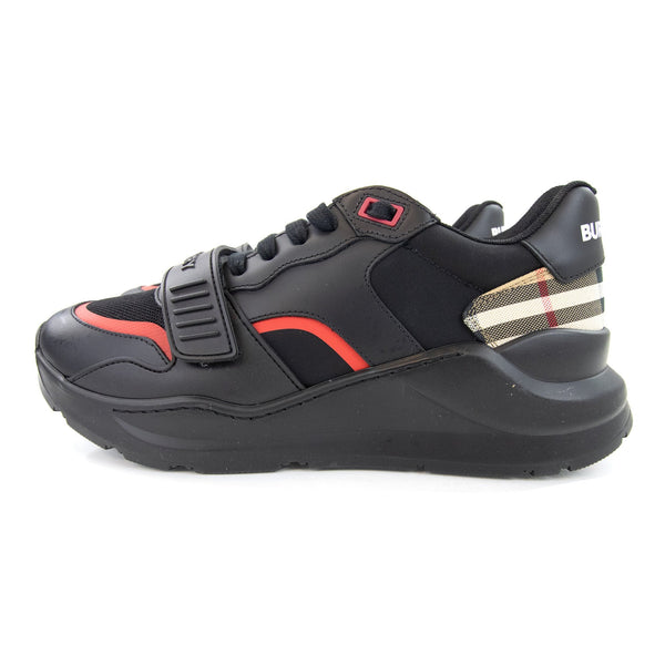 Burberry Ramsey Leather Nylon And Vintage Check Sneakers Black