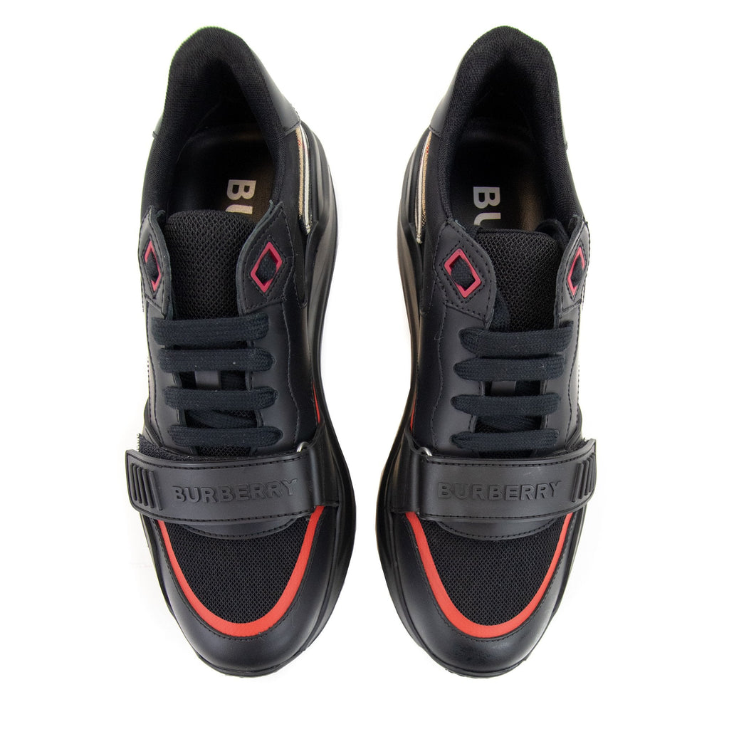 Burberry Ramsey Leather Nylon And Vintage Check Sneakers Black