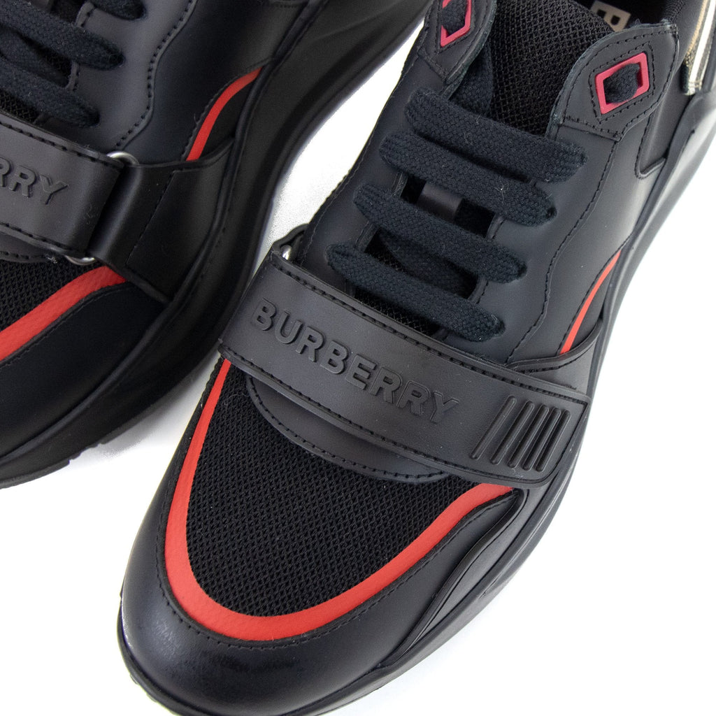 Burberry Ramsey Leather Nylon And Vintage Check Sneakers Black