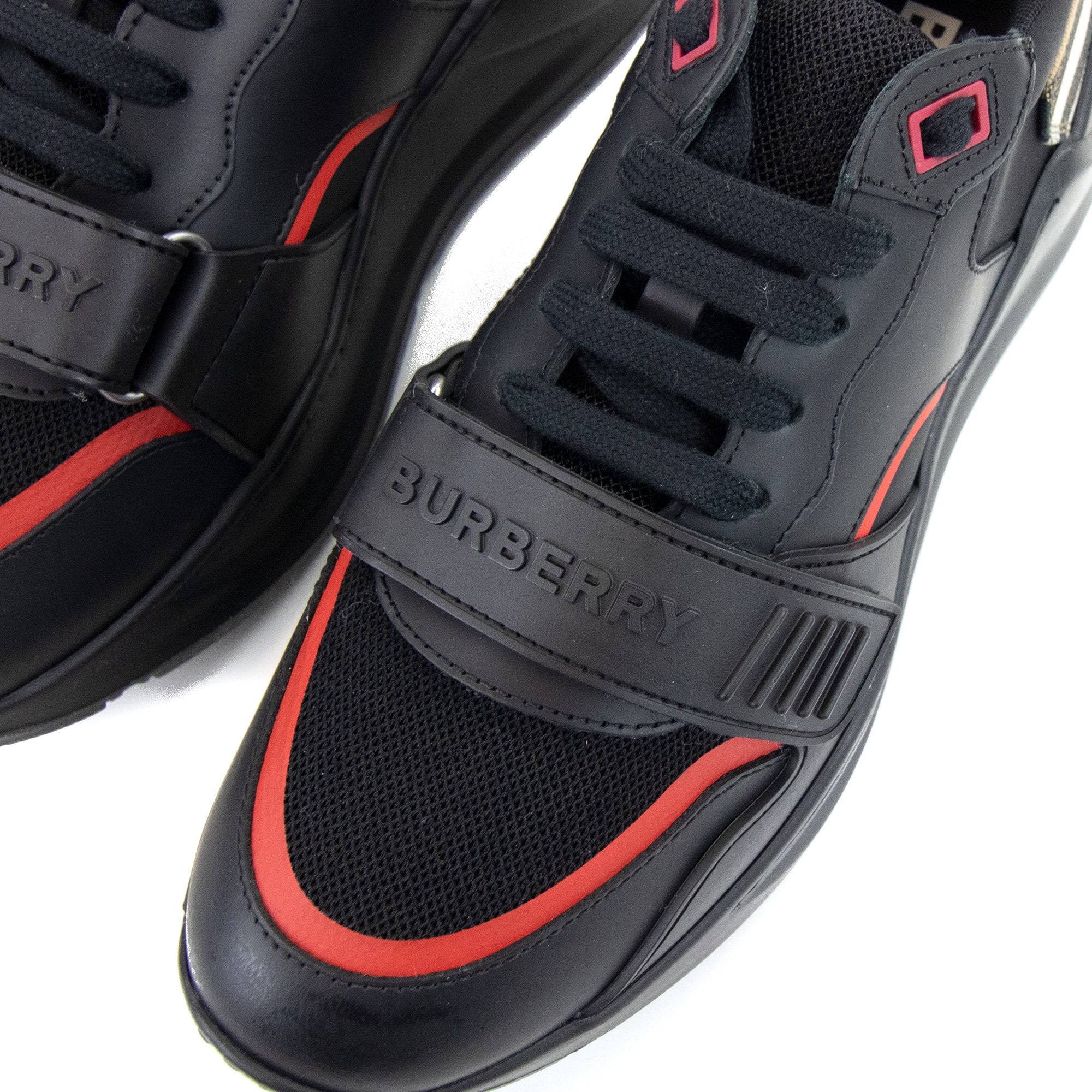 Burberry Ramsey Leather Nylon And Vintage Check Sneakers Black